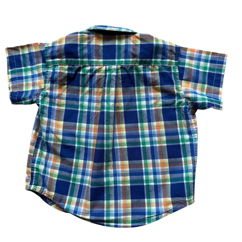 Ralph Lauren Baby Boy Madras Plaid Short Sleeve Button Down Shirt 24M Casual